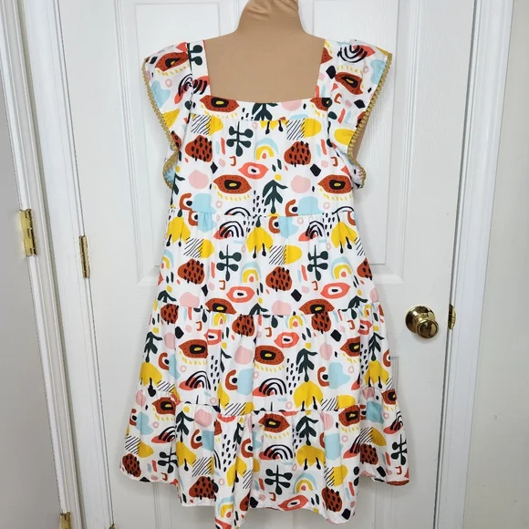 THML Multicolor Dress Flutter Sleeve with Abstract Design Size Small - Picture 7 of 11